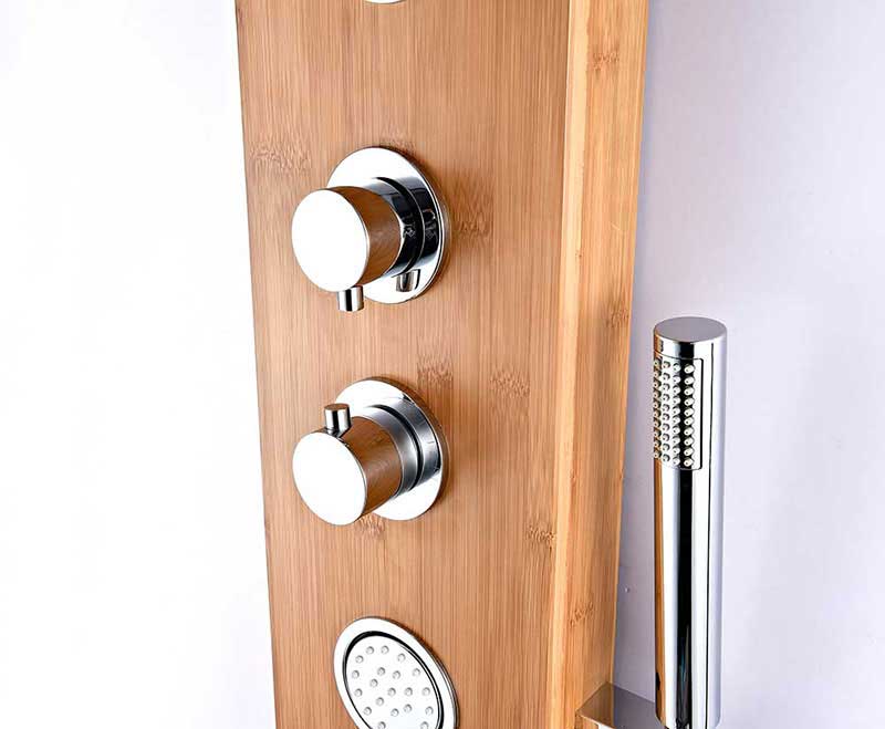 Anzzi CRANE Series 60 in. Full Body Shower Panel System with Heavy Rain Shower and Spray Wand in Natural Bamboo 5