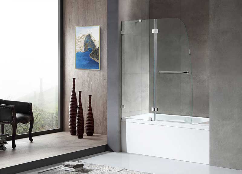 Anzzi Pacific Series 48 in. by 58 in. Frameless Hinged Tub Door in Chrome SD-AZ8076-01CH 2