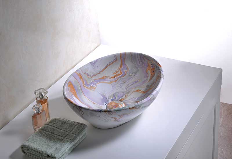 Anzzi Sona Series Ceramic Vessel Sink in Marbled Adobe LS-AZ274 2