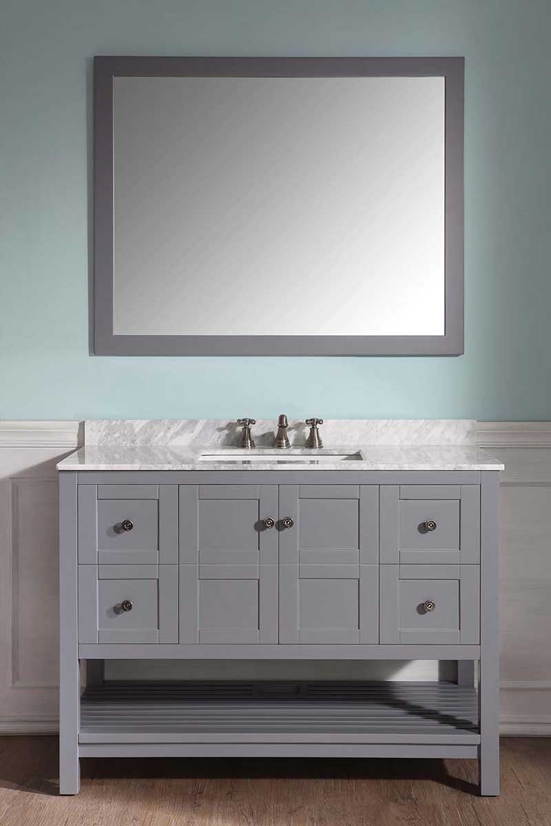Anzzi Montaigne 48 in. W x 22 in. D Vanity in Gray with Marble Vanity Top in Carrara White with White Basin and Mirror 4