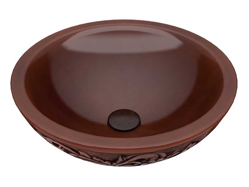 Anzzi Theban 16 in. Handmade Vessel Sink in Polished Antique Copper with Floral Design Exterior BS-011 6