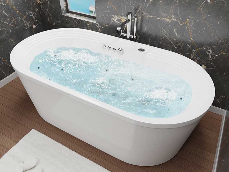 Anzzi Sofi 5.6 ft. Center Drain Whirlpool and Air Bath Tub in White FT-AZ201 2