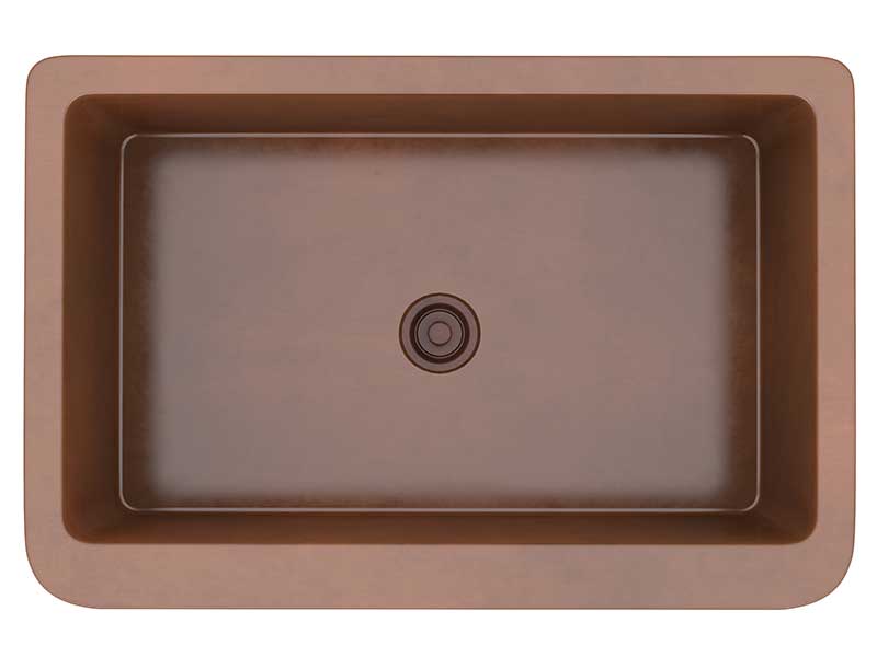 Anzzi Kasha Farmhouse Handmade Copper 33 in. 0-Hole Single Bowl Kitchen Sink with Flower Bed Design Panel in Polished Antique Copper K-AZ250 5