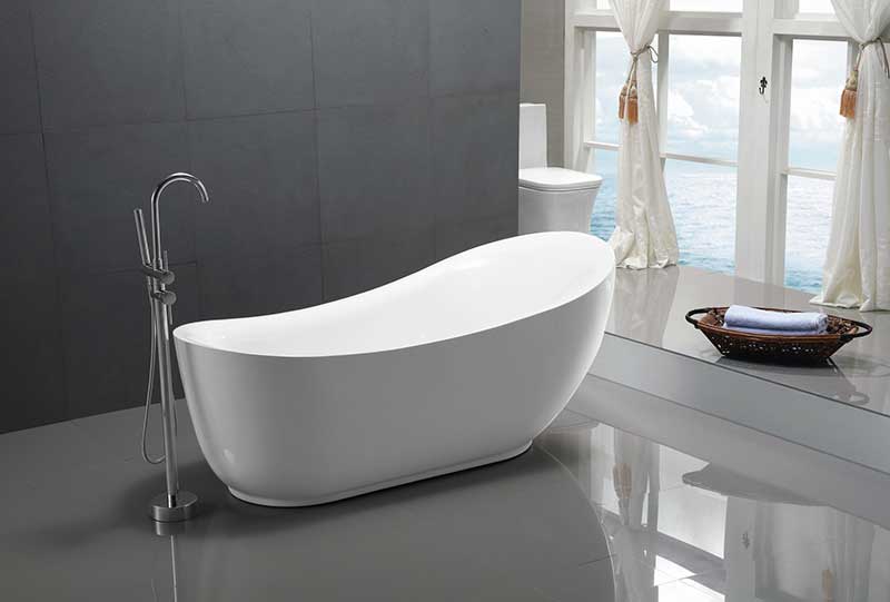 Anzzi Talyah Series 5.92 ft. Freestanding Bathtub in White FT-AZ090 5