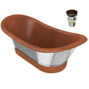 Anzzi Banten 68 in. Handmade Copper Double Slipper Flatbottom Non-Whirlpool Bathtub in Polished Antique Copper FT-AZ330