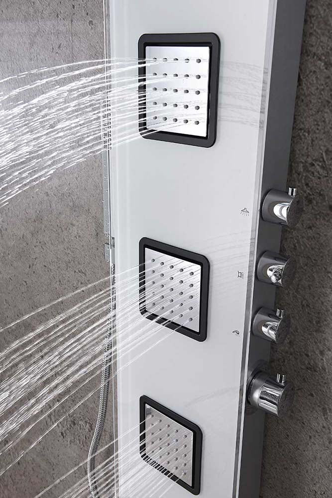 Anzzi Leopard 60 in. 3-Jetted Full Body Shower Panel with Heavy Rain Shower and Spray Wand in White SP-AZ032 10