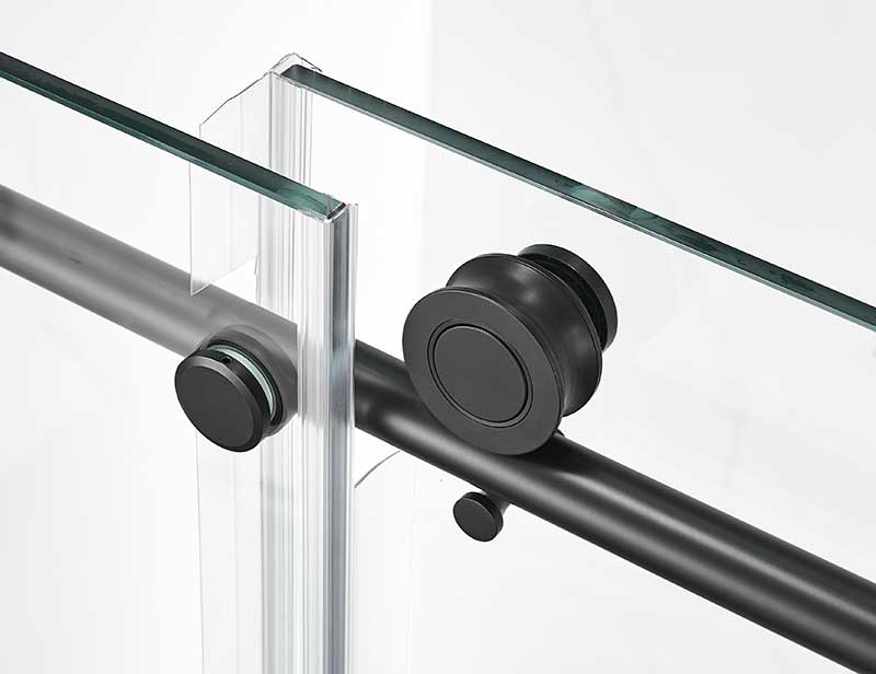 Anzzi Madam Series 60 in. by 76 in. Frameless Sliding Shower Door in Matte Black with Handle SD-AZ13-02MB 8