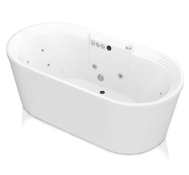 Anzzi Sofi 5.6 ft. Center Drain Whirlpool and Air Bath Tub in White FT-AZ201 7