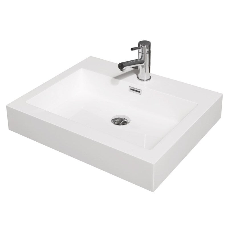 Wyndham Collection Amare 24" Single Bathroom Vanity in Glossy White, Acrylic Resin Countertop, Integrated Sink, and 24" Mirror WCR410024SGWARINTM24 3