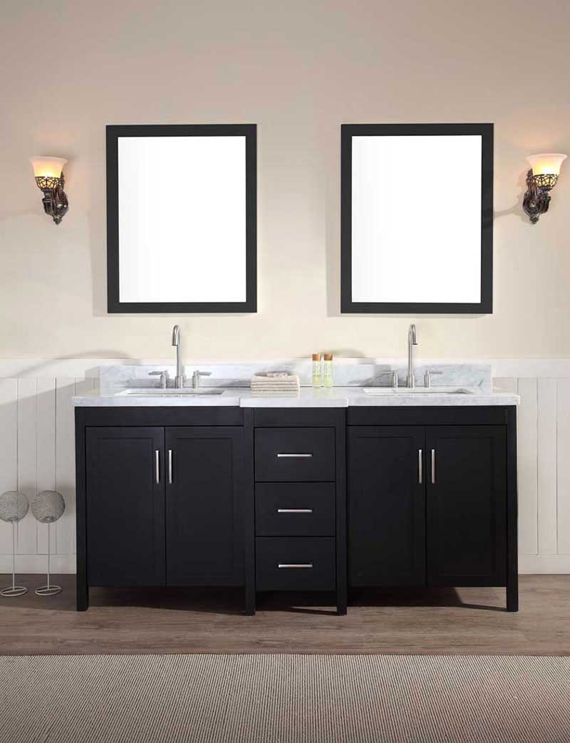 Ariel Bath Hollandale 73" Double Sink Vanity Set in Black