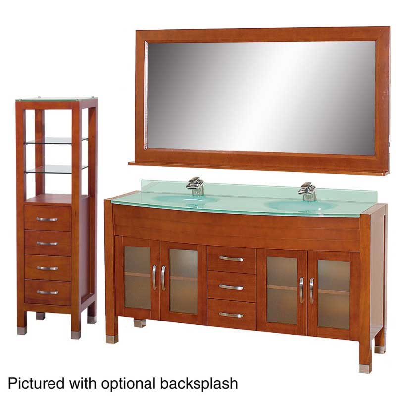 Wyndham Collection Daytona 63" Double Bathroom Vanity Set - Cherry w/ Drawers & Cabinet WC-A-W2200-63-CH-SET 5