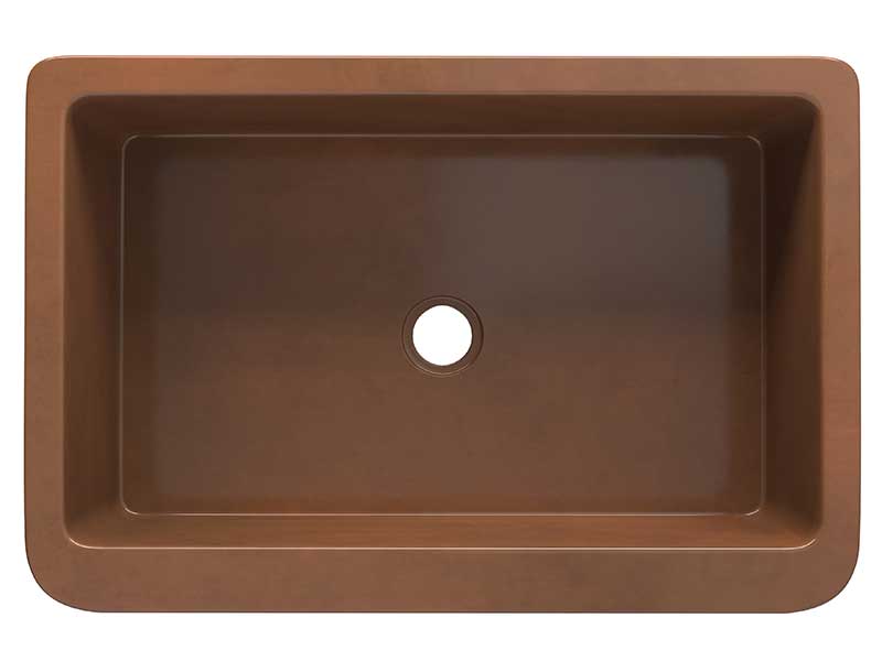 Anzzi Macedonian Farmhouse Handmade Copper 33 in. 0-Hole Single Bowl Kitchen Sink with Flower Bed Design Panel in Polished Antique Copper SK-011 6