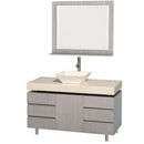 Wyndham Collection Malibu 48" Bathroom Vanity Set - Gray Oak Finish with Ivory Marble Counter WC-CG3000-48-GROAK-IVO 3