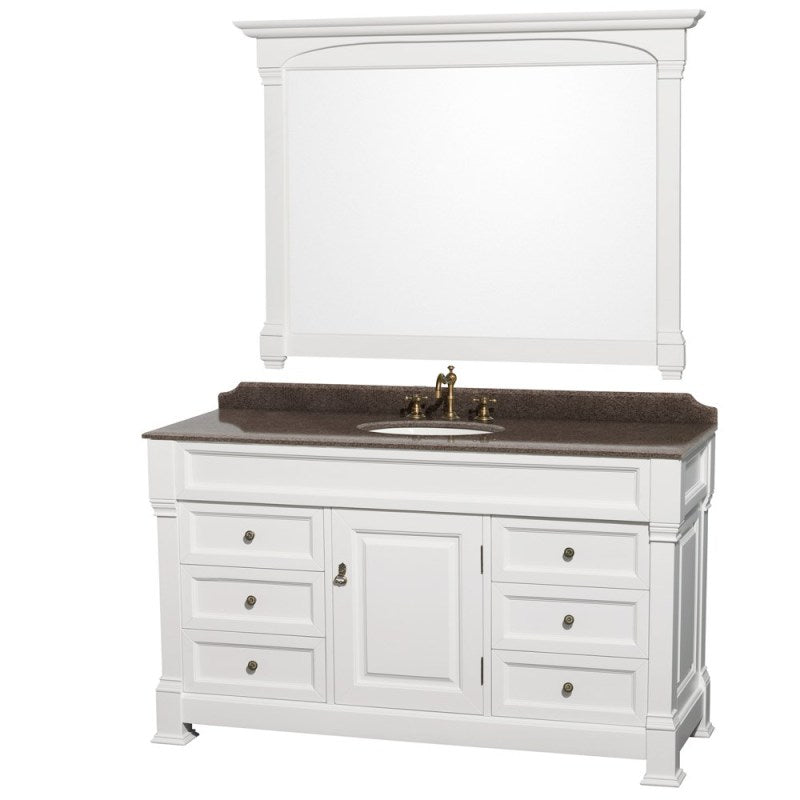 Wyndham Collection Andover 60" Traditional Bathroom Vanity Set - White WC-TS60-WHT 4