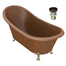 Anzzi Java 66 in. Handmade Copper Slipper Clawfoot Non-Whirlpool Bathtub in Hammered Antique Copper FT-AZ333