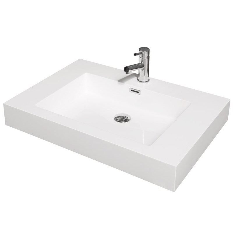 Wyndham Collection Amare 30" Single Bathroom Vanity in Glossy White, Acrylic Resin Countertop, Integrated Sink, and 24" Mirror WCR410030SGWARINTM24 3