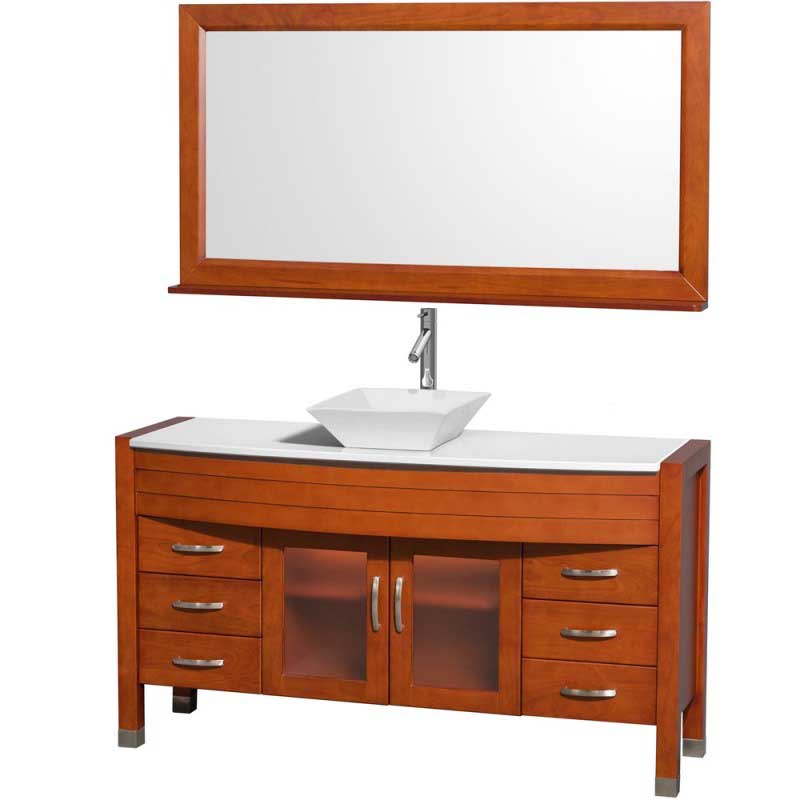 Wyndham Collection Daytona 60" Bathroom Vanity with Vessel Sink and Mirror - Cherry WC-A-W2109-60-T-CH 2
