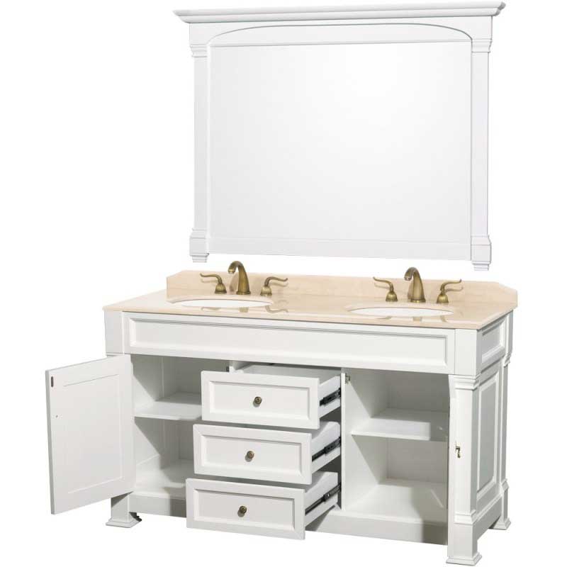 Wyndham Collection Andover 60" Traditional Bathroom Double Vanity Set - White WC-TD60-WHT 4