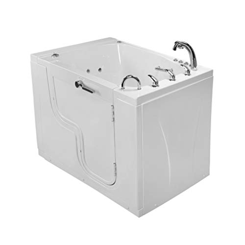 Ella's Bubbles OLA3655HM-R Transfer XXXL Hydro Massage and Microbubble Acrylic Walk-In Bathtub with Right Outward Swing Door, Thermostatic Faucet, Dual 2" Drains, White