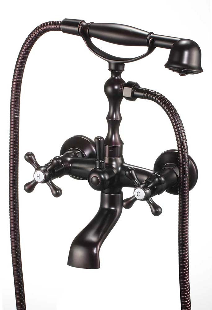 Anzzi Victoria 3-Handle Wall-Mount Roman Tub Faucet with Handheld Sprayer in Oil Rubbed Bronze FR-AZ108ORB