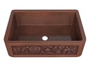 Anzzi Anatolian Farmhouse Handmade Copper 33 in. 0-Hole Single Bowl Kitchen Sink with Sunflower Design Panel in Polished Antique Copper SK-012 7
