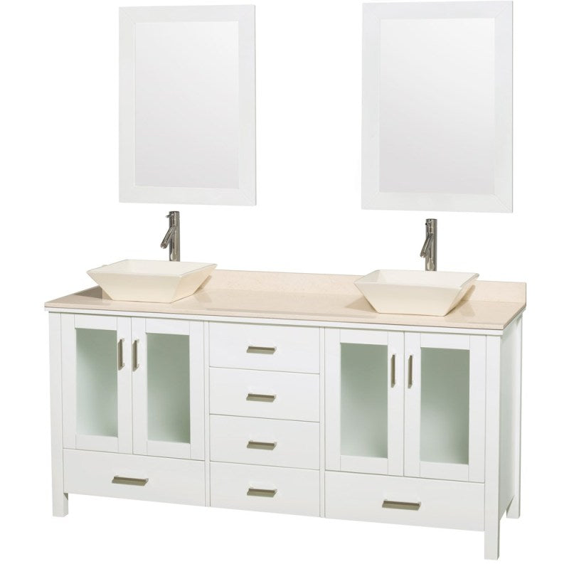 Wyndham Collection Lucy 72" Double Bathroom Vanity Set with Vessel Sinks - White WC-MS015-72-WHT-OVER 2