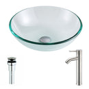 Anzzi Etude Series Deco-Glass Vessel Sink in Lustrous Clear with Fann Faucet in Brushed Nickel