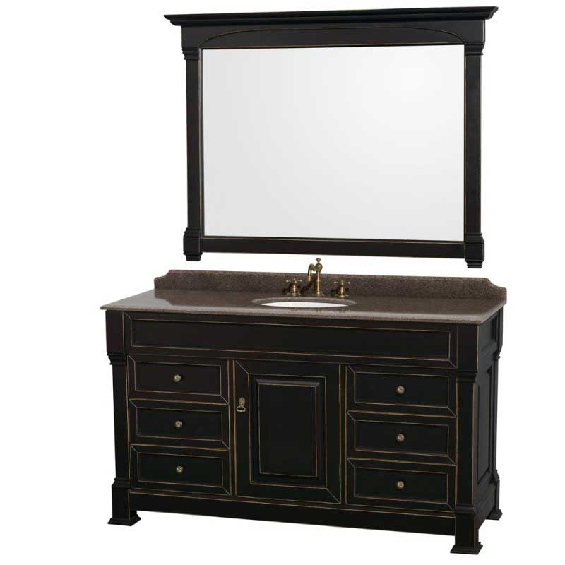 Wyndham Collection Andover 60" Traditional Bathroom Vanity Set - Black WC-TS60-BLK 4