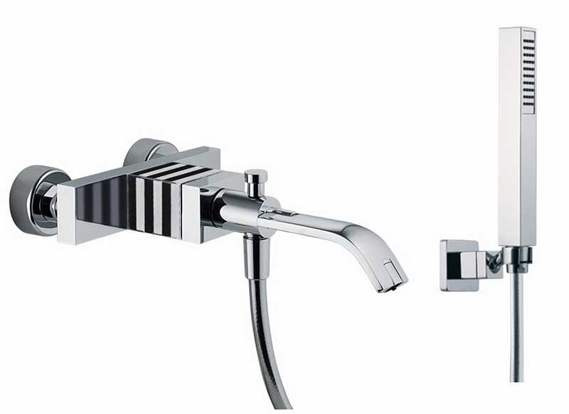 Fima by Nameeks Bio Shock Wall Mount Diveter Tub Faucet with Hand Shower