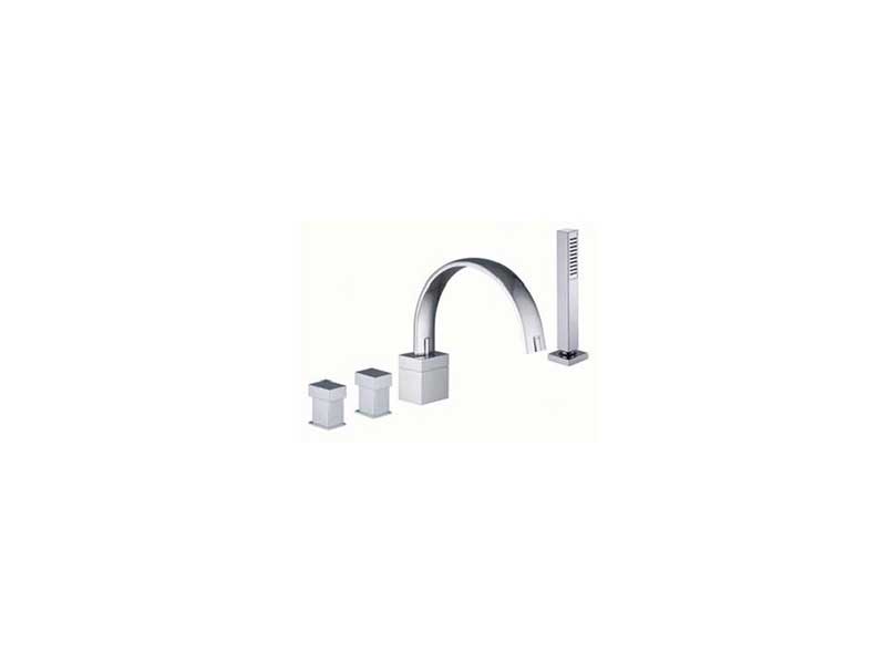 Fima by Nameeks Bio Shock Double Handle Deck Mount Thermostatic Tub Faucet with Hand Shower 2