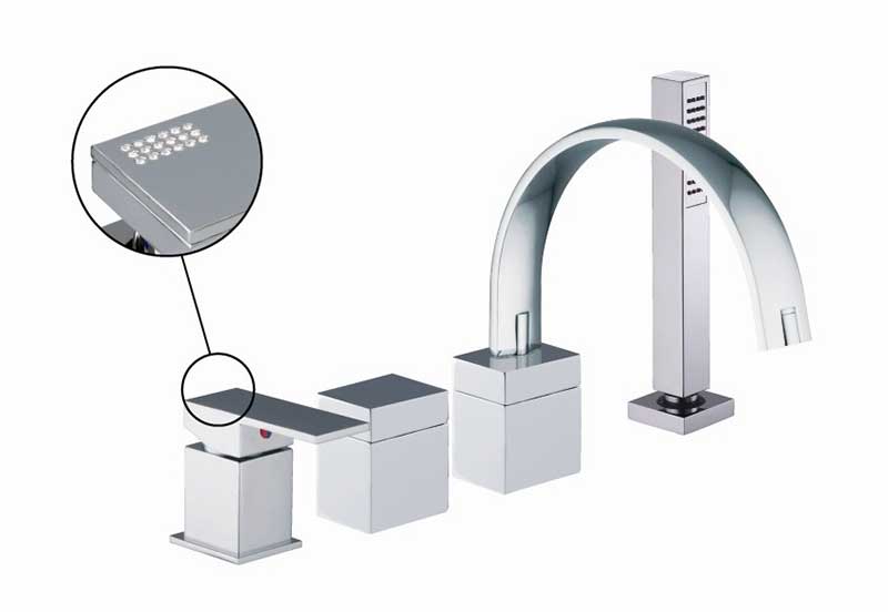 Fima by Nameeks Brick Single Handle Deck Mount Thermostatic Tub Shower Faucet with Hand Shower