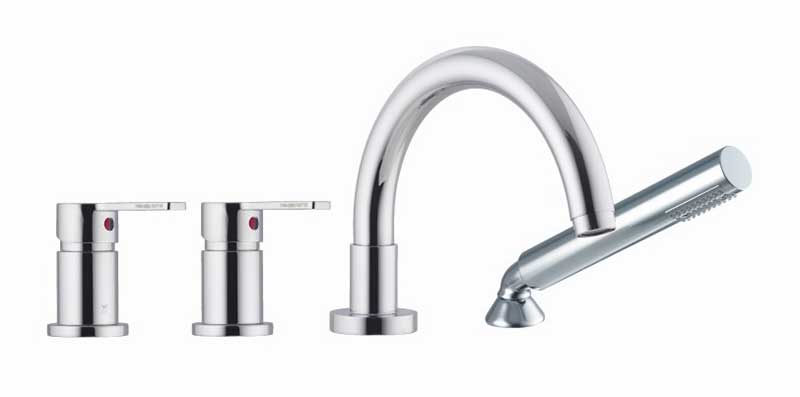 Fima by Nameeks Matrix Double Handle Deck Mount Thermostatic Tub Faucet with Hand Shower