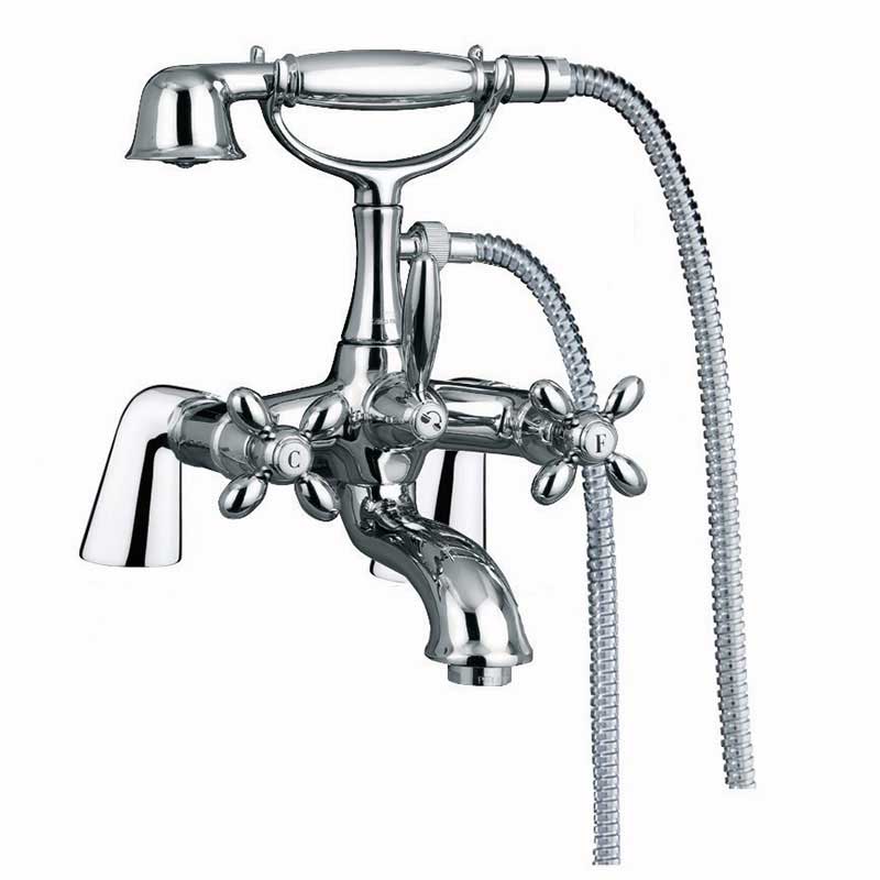 Fima by Nameeks Olivia Double Handle Deck Mount Thermostatic Tub Faucet with Hand Shower