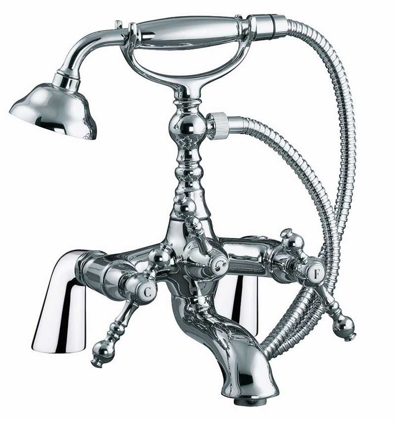 Fima by Nameeks Epoque Double Handle Deck Mount Clawfoot Tub Faucet with Hand Shower