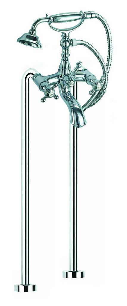 Fima by Nameeks Elizabeth Double Handle Floor Mount Thermostatic Tub Faucet with Hand Shower