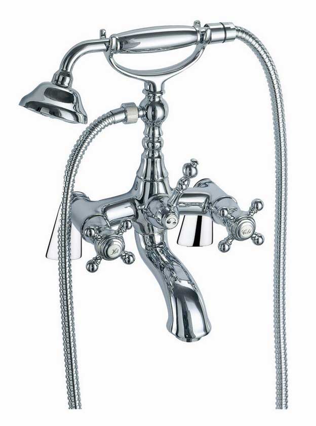 Fima by Nameeks Elizabeth Double Handle Deck Mount Thermostatic Tub Faucet with Hand Shower