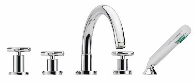 Fima by Nameeks Maxima Double Handle Deck Mount Thermostatic Bath Tub Faucet with Hand Shower