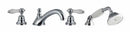 Fima by Nameeks Herend Double Handle Deck Mount Thermostatic/Diveter Bath Tub Faucet with Hand Shower
