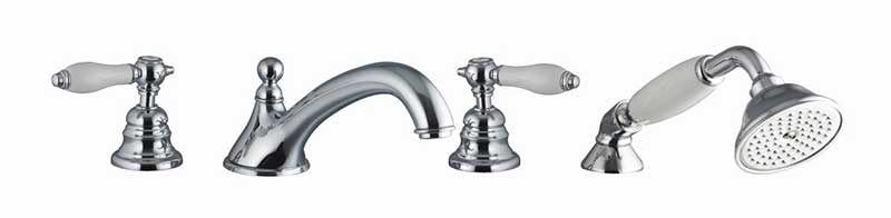 Fima by Nameeks Herend Double Handle Deck Mount Thermostatic/Diveter Bath Tub Faucet with Hand Shower