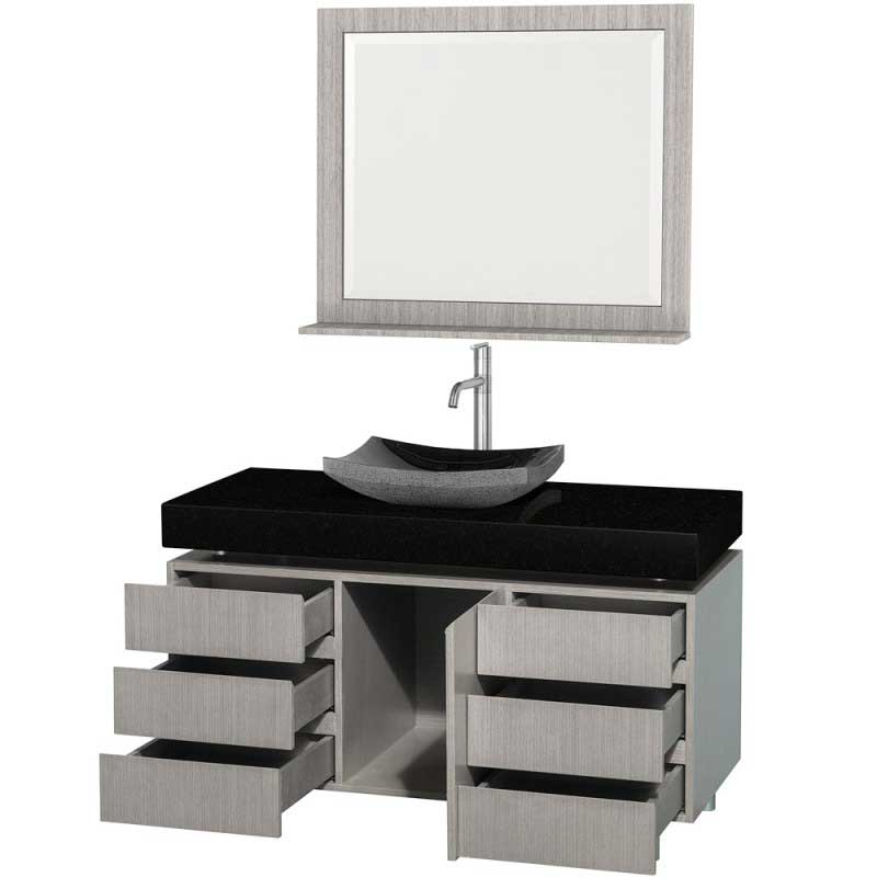 Wyndham Collection Malibu 48" Bathroom Vanity Set - Gray Oak Finish with Black Absolute Granite Counter and Black Granite Sink WC-CG3000-48-GROAK-BLK-GR 2