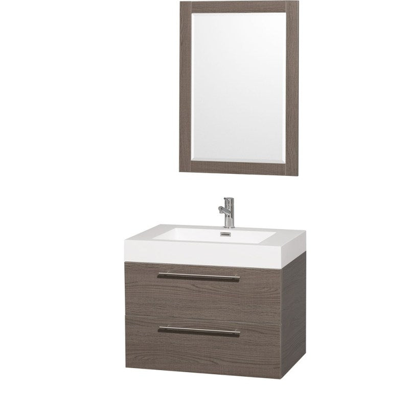 Wyndham Collection Amare 30" Wall-Mounted Bathroom Vanity Set with Integrated Sink - Gray Oak WC-R4100-30-VAN-GRO-