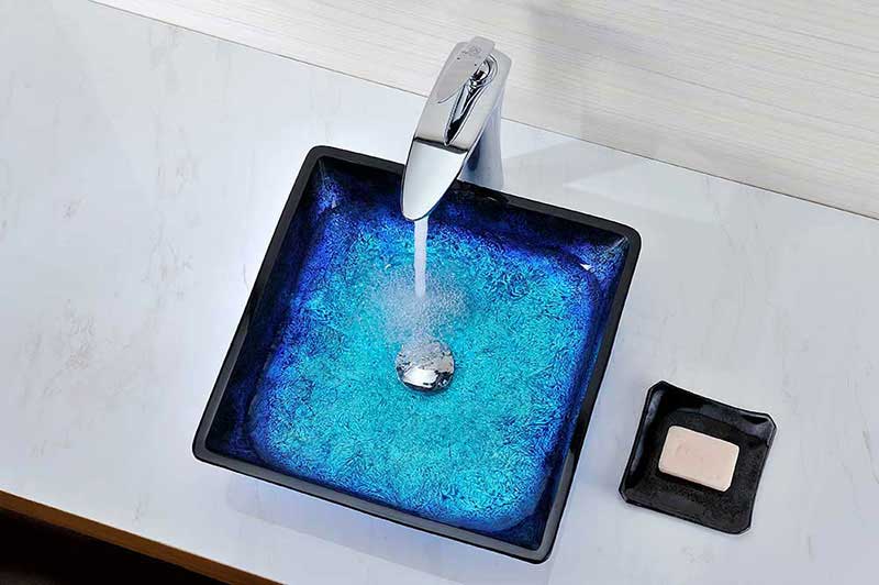 Anzzi Viace Series Deco-Glass Vessel Sink in Blazing Blue 2