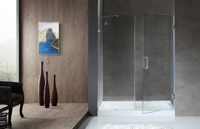 Anzzi Makata Series 60 in. by 72 in. Frameless Hinged Alcove Shower Door in Brushed Nickel with Handle SD-AZ8073-01BN 3