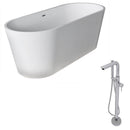 Anzzi Rossetto 5.6 ft. Man-Made Stone Freestanding Non-Whirlpool Bathtub in Matte White and Sens Series Faucet in Chrome