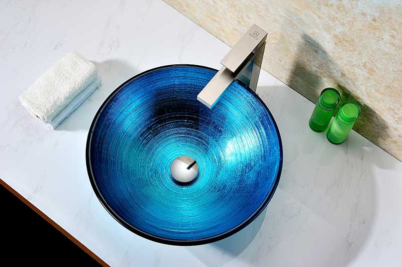 Anzzi Taba Series Deco-Glass Vessel Sink in Lustrous Blue LS-AZ8099 4