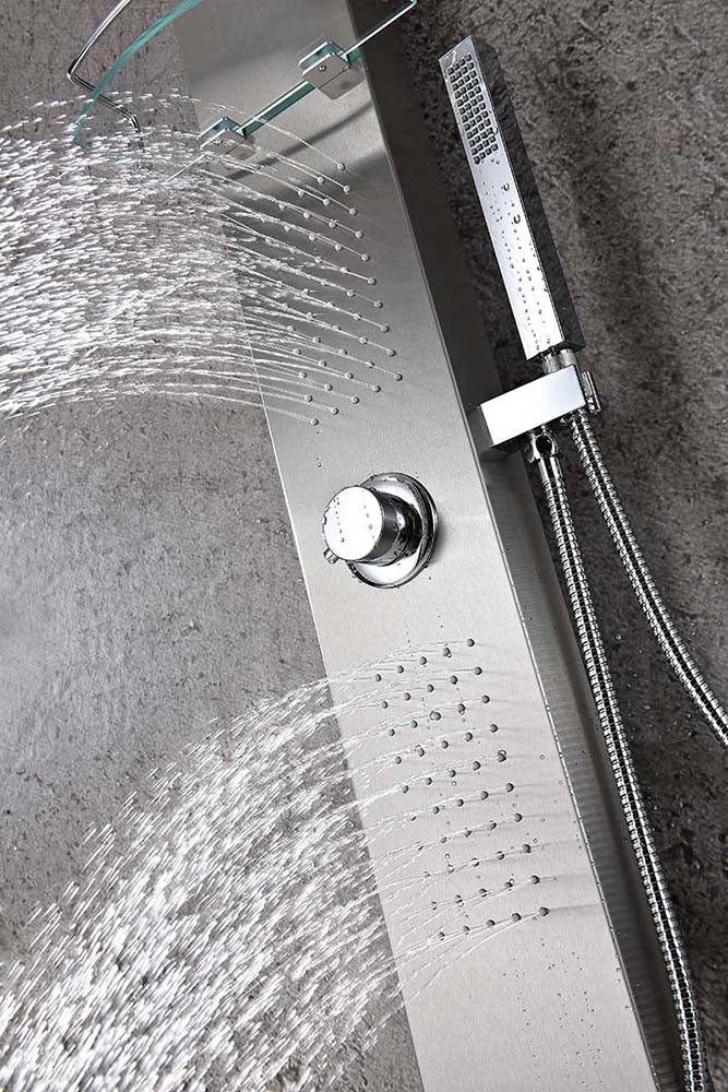 Anzzi Coastal 44 in. Full Body Shower Panel with Heavy Rain Shower and Spray Wand in Brushed Steel SP-AZ075 18