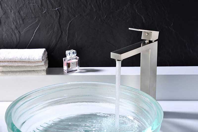Anzzi Enti Series Single Handle Vessel Sink Faucet in Brushed Nickel 2