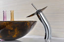 Anzzi Timbre Series Deco-Glass Vessel Sink in Kindled Amber with Matching Chrome Waterfall Faucet 6