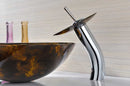 Anzzi Toa Series Deco-Glass Vessel Sink in Kindled Amber with Matching Chrome Waterfall Faucet LS-AZ8102 6