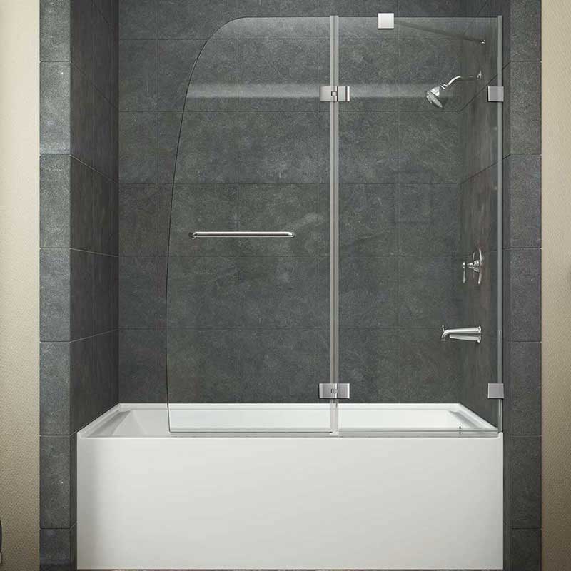 Anzzi HERALD Series 48 in. by 58 in. Frameless Hinged tub door in Chrome 2